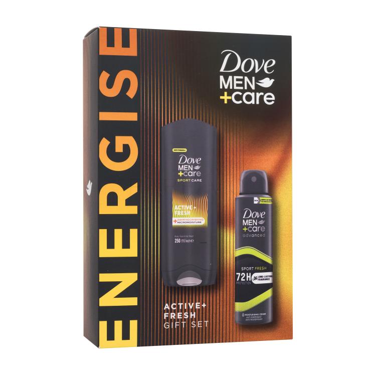 Dove Men + Care Energise Set cadou Antiperspirant Men Care Advanced Sport Fresh 150 ml + gel de duș Men Care Sport Care Active Fresh 250 ml Cutie cu defect