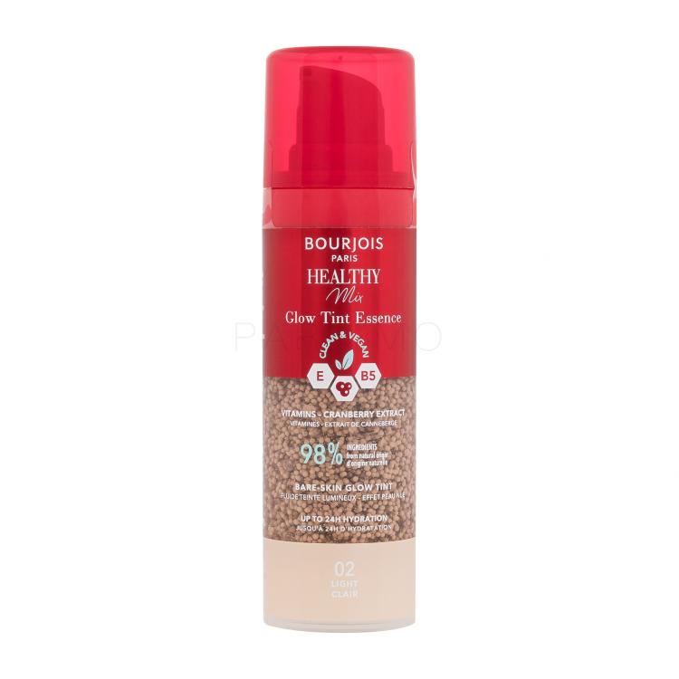 BOURJOIS Paris Healthy Mix Clean &amp; Vegan Glow Tint Essence Fond de ten pentru femei 30 ml Nuanţă 02 Light