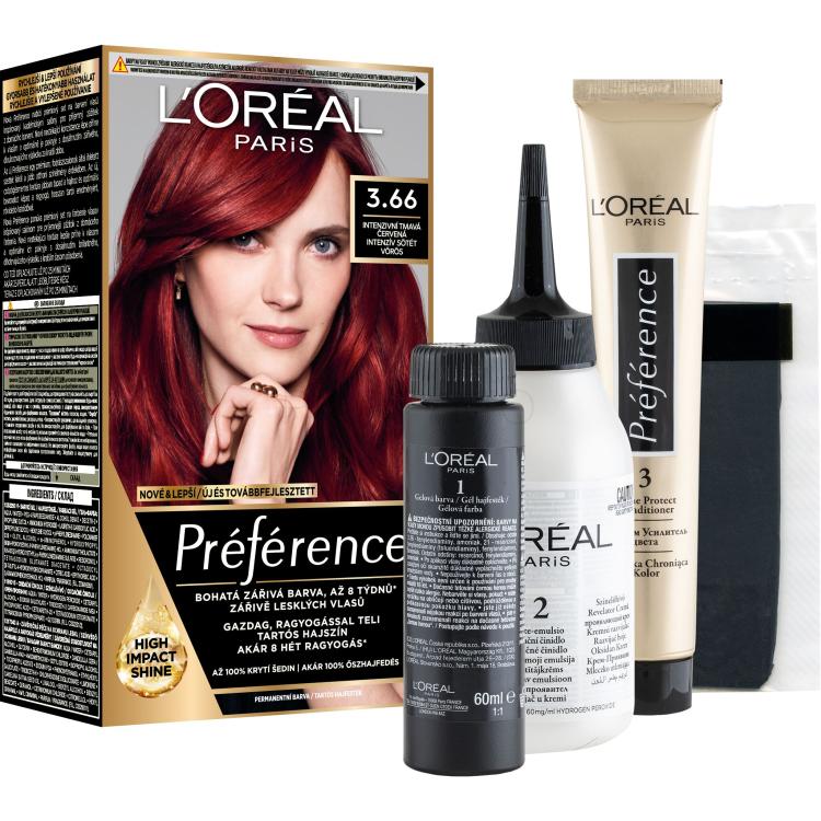 L&#039;Oréal Paris Préférence Vopsea de păr pentru femei 60 ml Nuanţă 3.66/P37