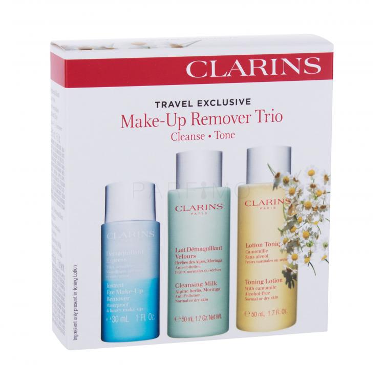 Clarins Make-Up Remover Trio Set cadou Lotiune tonica 50 ml + Lapte demachiant de curatare 50 ml + Demachiant de ochi instant 30 ml