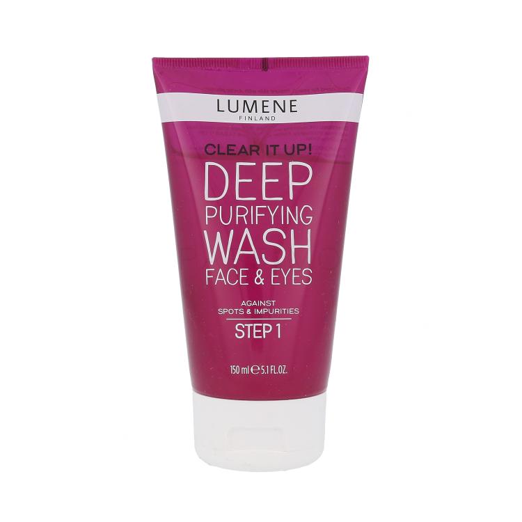 Lumene Clear It Up! Deep Purifying Wash Face &amp; Eyes Gel demachiant pentru femei 150 ml