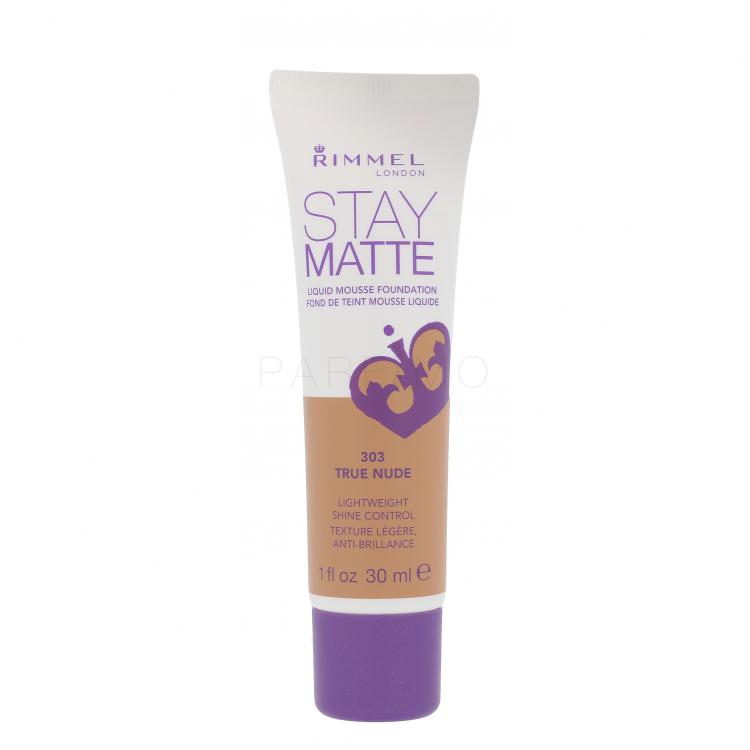 Rimmel London Stay Matte Liquid Mousse Foundation Fond de ten pentru femei 30 ml Nuanţă 303 True Nude