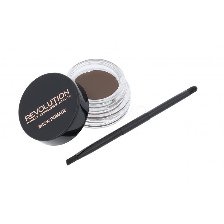 Makeup Revolution London Brow Pomade With Double Ended Brush Gel și ceară pentru femei 2,5 g Nuanţă Medium Brown