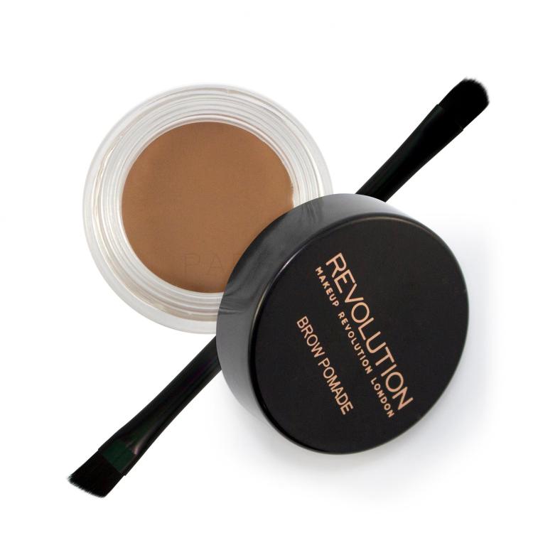 Makeup Revolution London Brow Pomade With Double Ended Brush Gel și ceară pentru femei 2,5 g Nuanţă Soft Brown