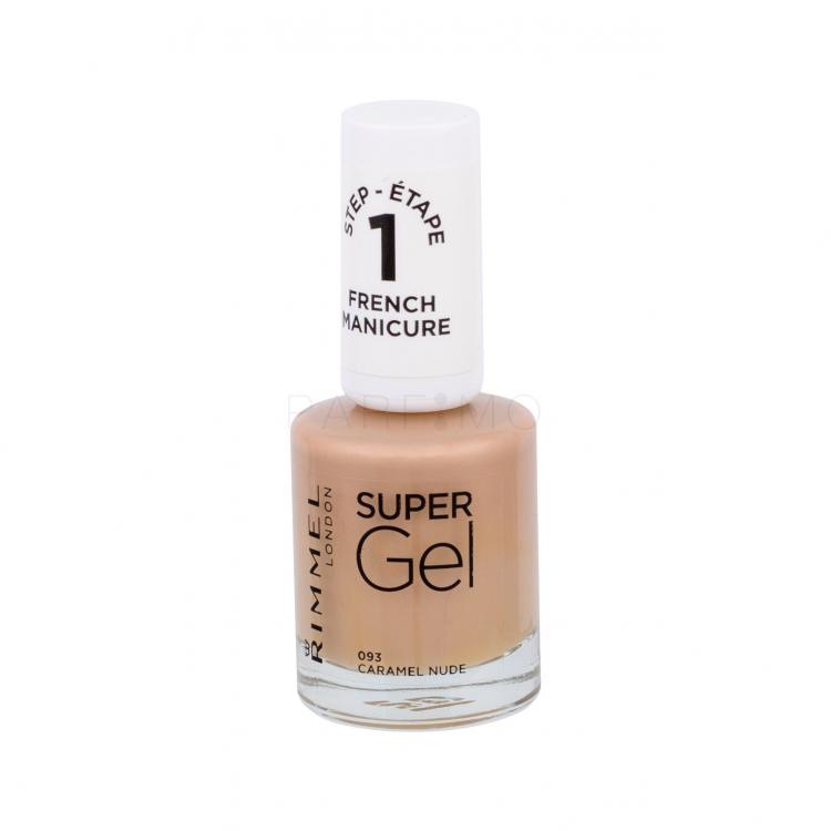 Rimmel London Super Gel French Manicure STEP1 Lac de unghii pentru femei 12 ml Nuanţă 093 Caramel Nude