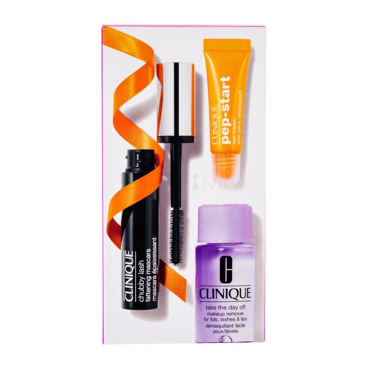 Clinique Chubby Lash Set cadou Mascara Chubby Lash 9 ml + Demachiant Take The Day Off 30 ml + Crema contur de ochi Pep-Start 7 ml