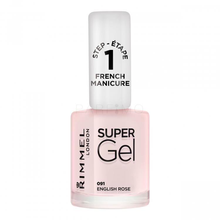 Rimmel London Super Gel French Manicure STEP1 Lac de unghii pentru femei 12 ml Odstín 091 English Rose
