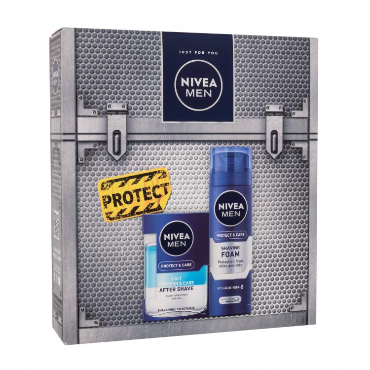 Nivea Men Protect &amp; Care Set cadou After Shave 2in1 100 ml + Spumă de ras 200 ml