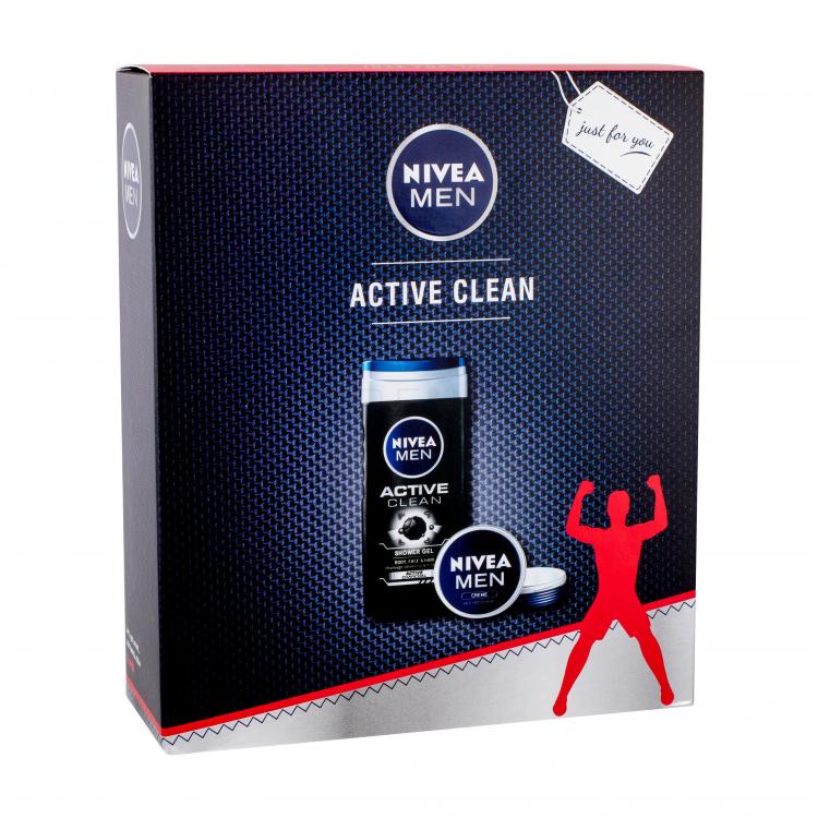 Nivea Men Active Clean Set cadou Gel de dus 250 ml + Crema universala Men Creme 75 ml