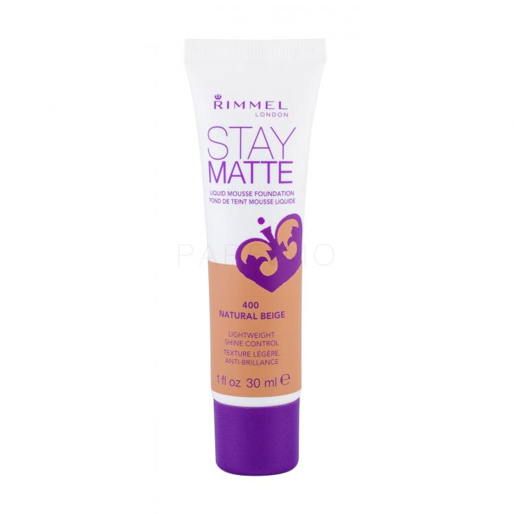 Rimmel London Stay Matte Liquid Mousse Foundation Fond de ten pentru femei 30 ml Nuanţă 400 Natural Beige