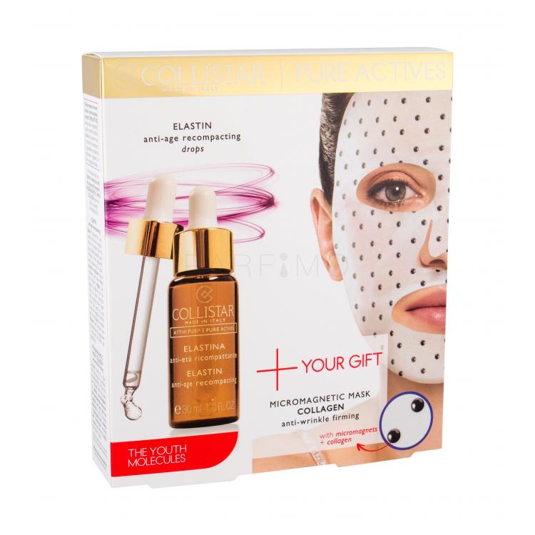 Collistar Pure Actives (Attivi Puri) Elastin Serum + Collagen Mask Set cadou Ser pentru ten 30 ml + Masca Micromagnetic Mask Collagen 1 buc