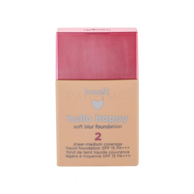 Benefit Hello Happy SPF15 Fond de ten pentru femei 30 ml Nuanţă 02 Light Warm