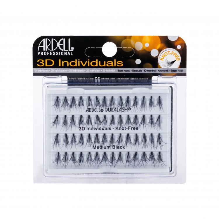 Ardell 3D Individuals Duralash Knot-Free Gene false pentru femei 56 buc Nuanţă Medium Black